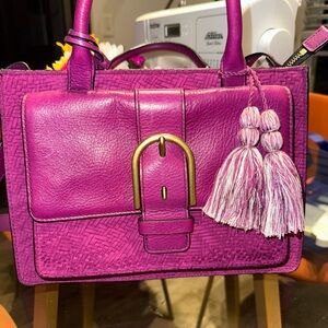 Fossil Women's Wiley Woven Emboss Leather Satchel